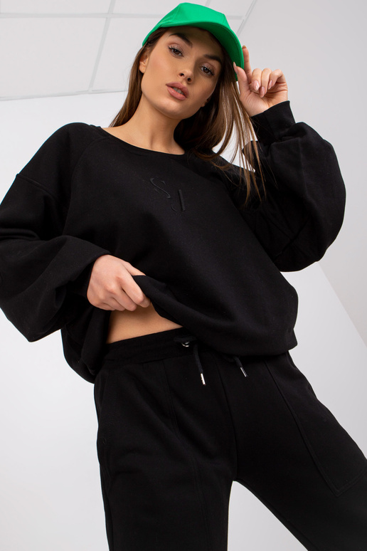 Černá bavlněná mikina s vysokým pasem...