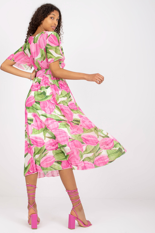 Růžově zelené plisované šaty s...