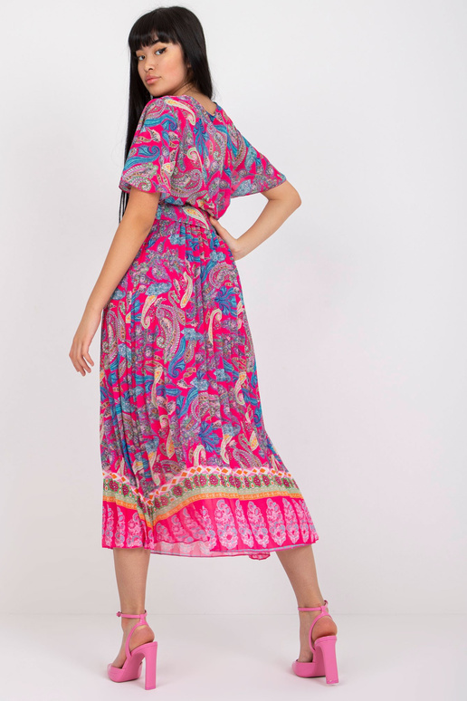 Růžové skládané šaty jedné velikosti...