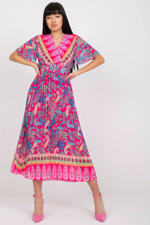 Růžové skládané šaty jedné velikosti...