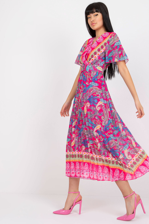 Růžové skládané šaty jedné velikosti...