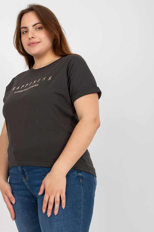 Khaki Tričko s krátkým rukávem Plus Size