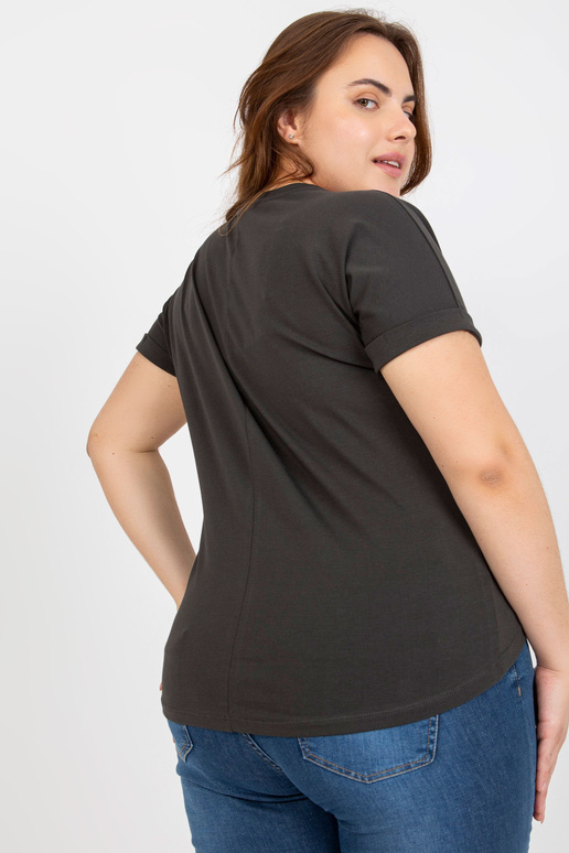 Khaki Tričko s krátkým rukávem Plus Size