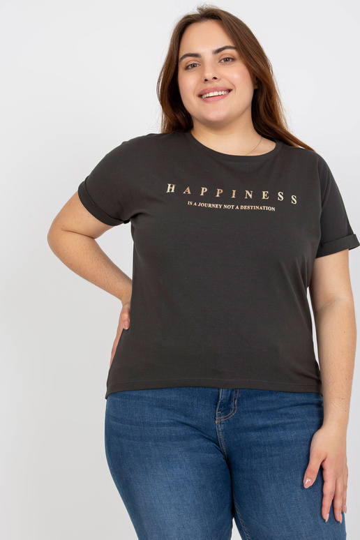 Khaki Tričko s krátkým rukávem Plus Size