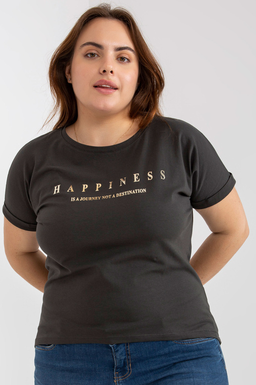 Khaki Tričko s krátkým rukávem Plus Size