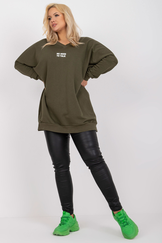 Khaki mikinová tunika plus size s... Khaki mikinová tunika plus size s...