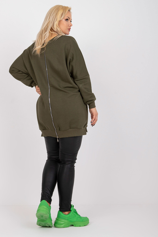 Khaki mikinová tunika plus size s... Khaki mikinová tunika plus size s...