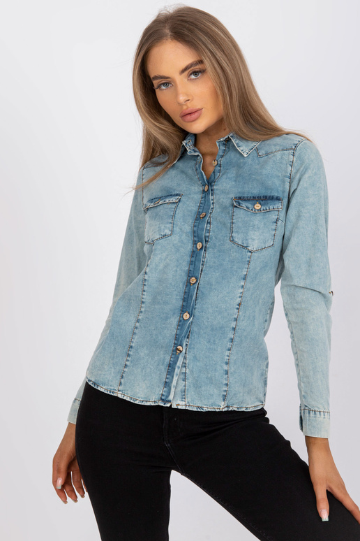 Světle modrá džínová košile s dlouhým...