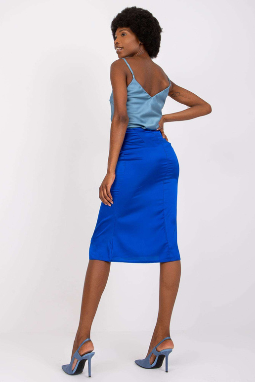 Tmavě modrá lichoběžníková midi sukně...