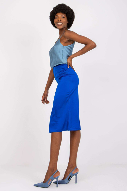 Tmavě modrá lichoběžníková midi sukně...