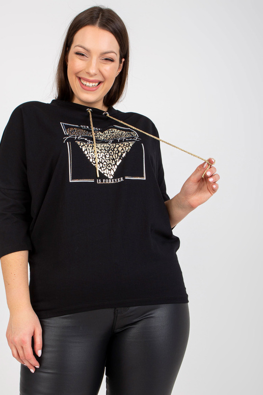 Černá ležérní halenka s potiskem...