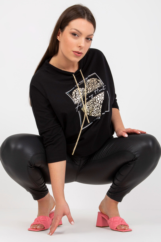 Černá ležérní halenka s potiskem...