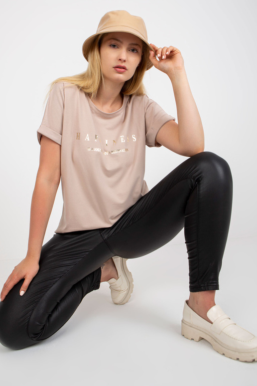 Béžové bavlněné tričko větší velikosti