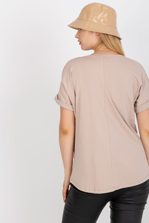 Béžové bavlněné tričko větší velikosti