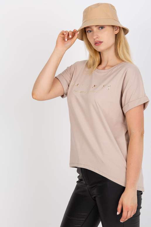 Béžové bavlněné tričko větší velikosti