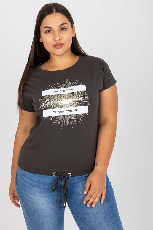 Khaki bavlněné tričko větší velikosti...