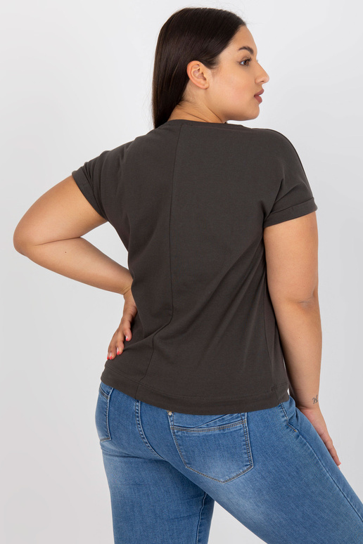 Khaki bavlněné tričko větší velikosti...