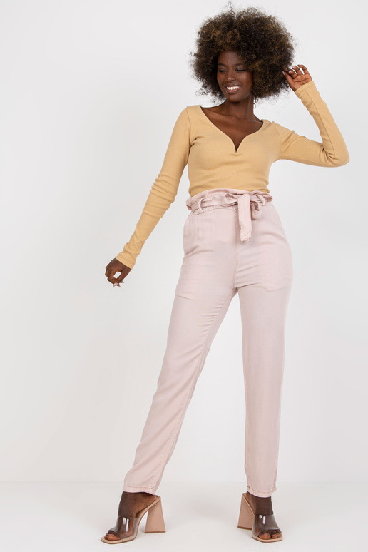 Světle růžové dámské látkové kalhoty...