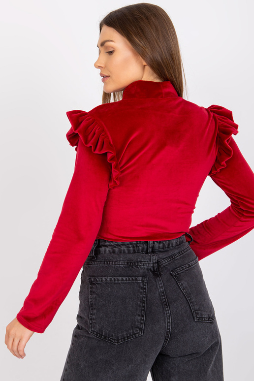 Vínová velurová halenka s volánky...