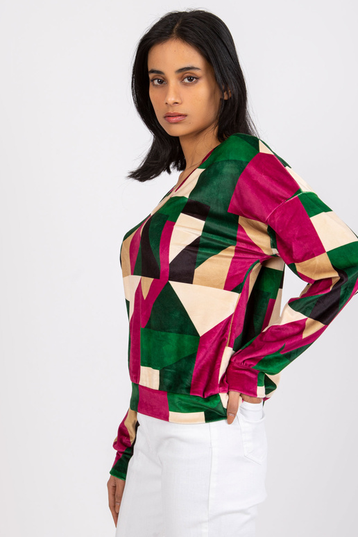 Velurová halenka se zeleným a...