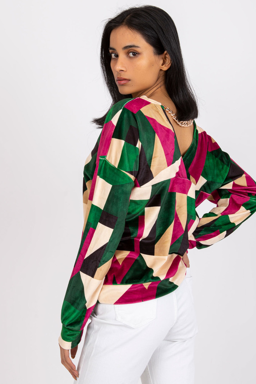 Velurová halenka se zeleným a...