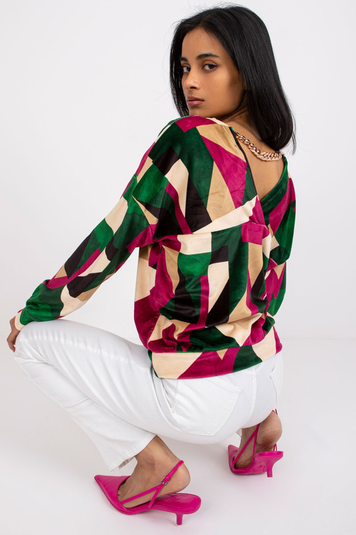 Velurová halenka se zeleným a...