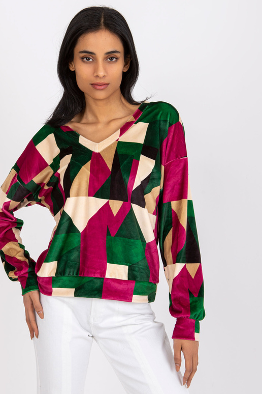 Velurová halenka se zeleným a...