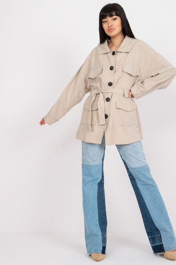 Béžový krátký kabát se...