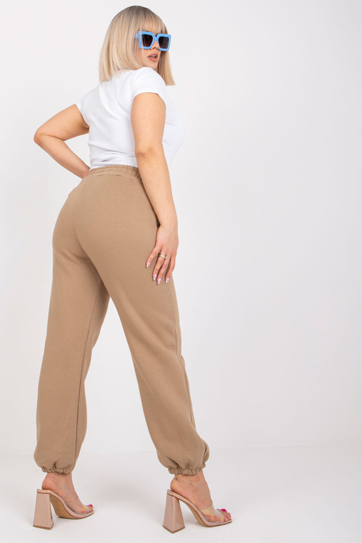 Tmavě béžové tepláky Plus Size Cotton...