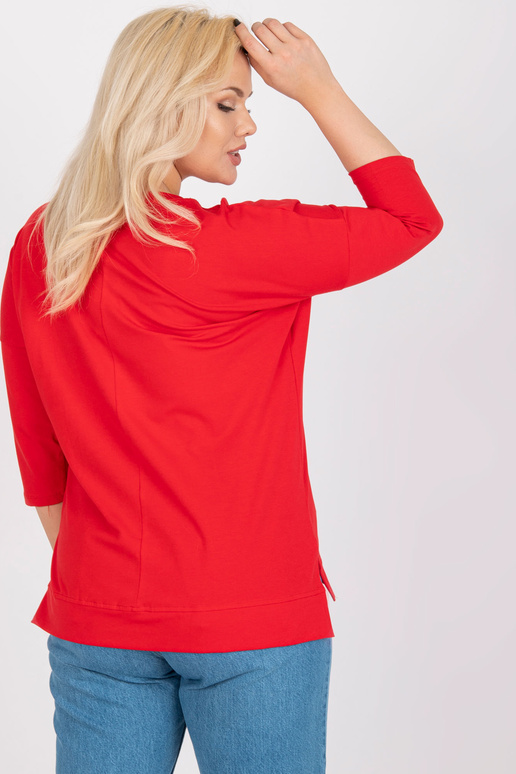 Červená bavlněná halenka s velkým...