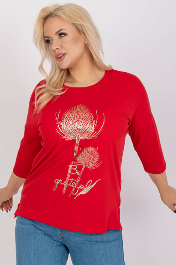 Červená bavlněná halenka s... 2