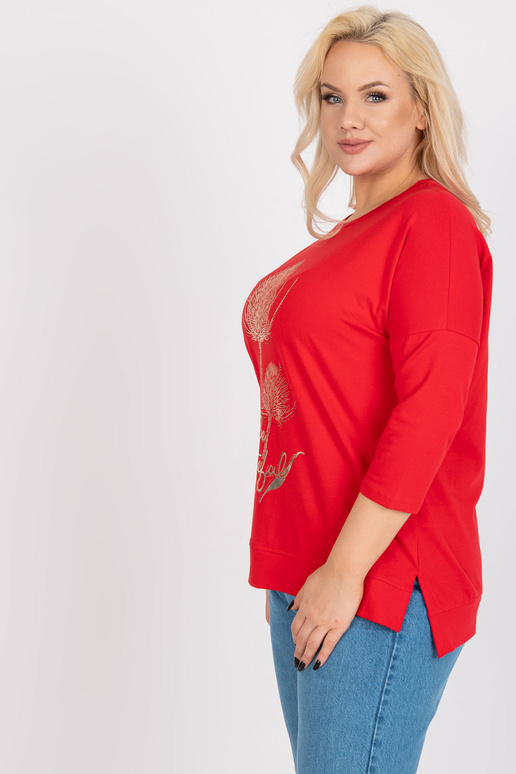 Červená bavlněná halenka s velkým...