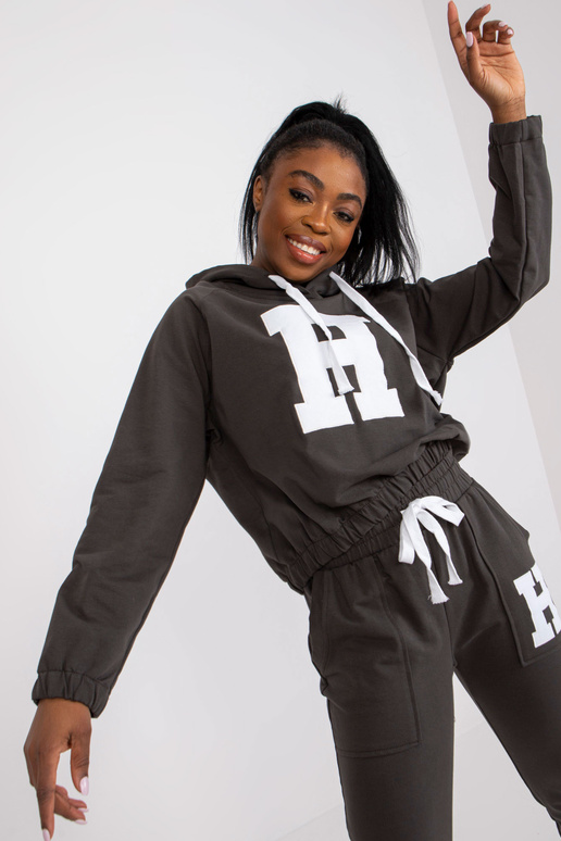 Khaki souprava mikiny s mikinou a...