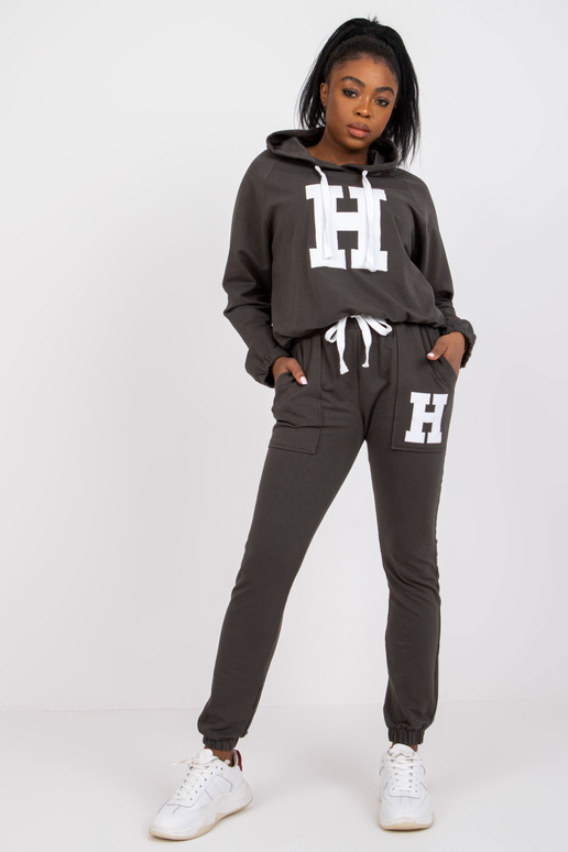 Khaki souprava mikiny s mikinou a...