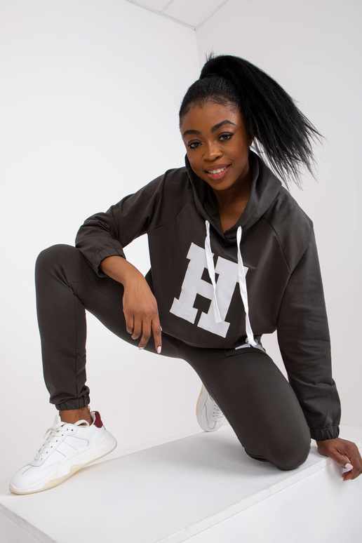 Khaki souprava mikiny s mikinou a...