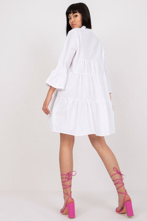 Bílé šaty s volány a 3/4 rukávy RUE...