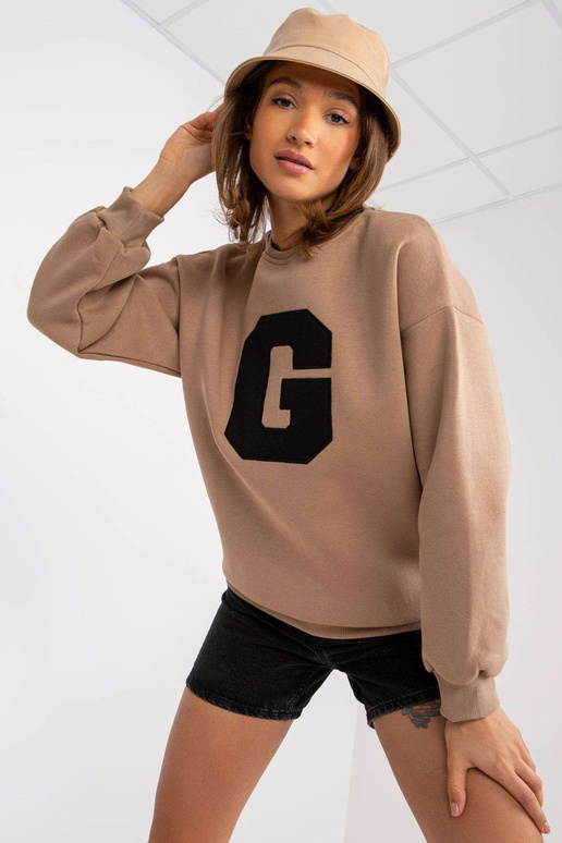 Tmavě béžová dámská oversize mikina...