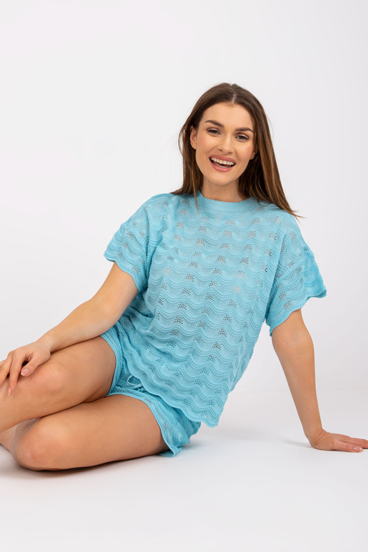 Modrá souprava na léto s krátkým rukávem