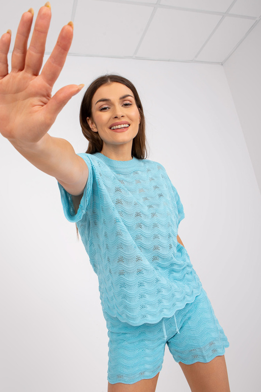 Modrá souprava na léto s krátkým rukávem