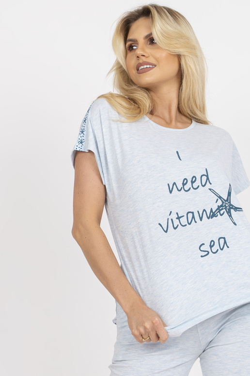 Modré dvoudílné pyžamo s 3/4 kalhotami