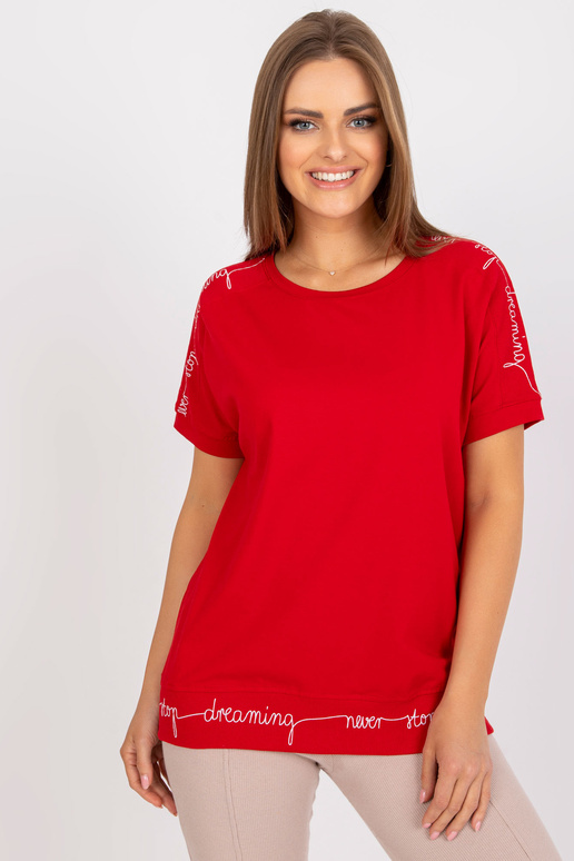 Červená ležérní halenka s krátkým...