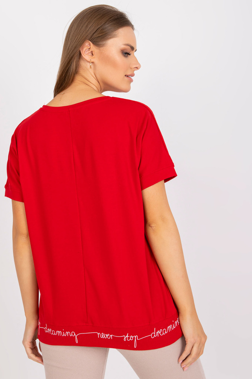 Červená ležérní halenka s krátkým...