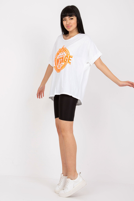 Bílé a oranžové bavlněné tričko s...