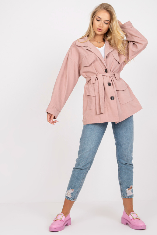 Špinavě růžový dámský kabát s podšívkou