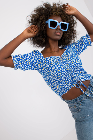 Modrá viskózová krátká...