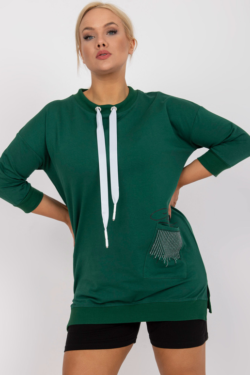 Tmavě zelená mikinová tunika plus... Tmavě zelená mikinová tunika plus...