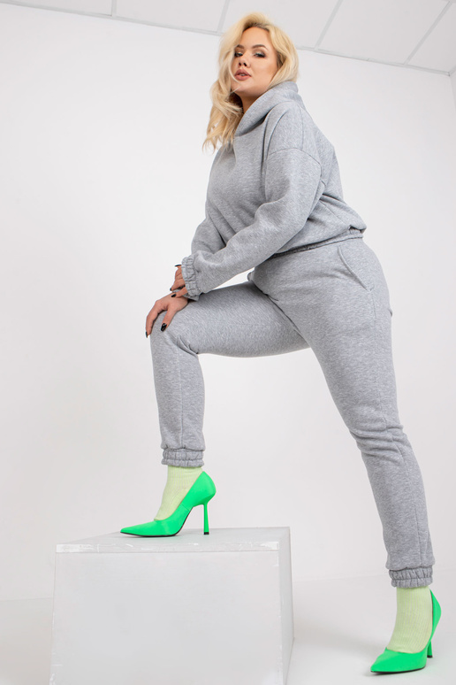 Šedá melanžová mikina plus size set s...