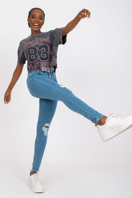 Modré dámské džínové kalhoty RUE PARIS