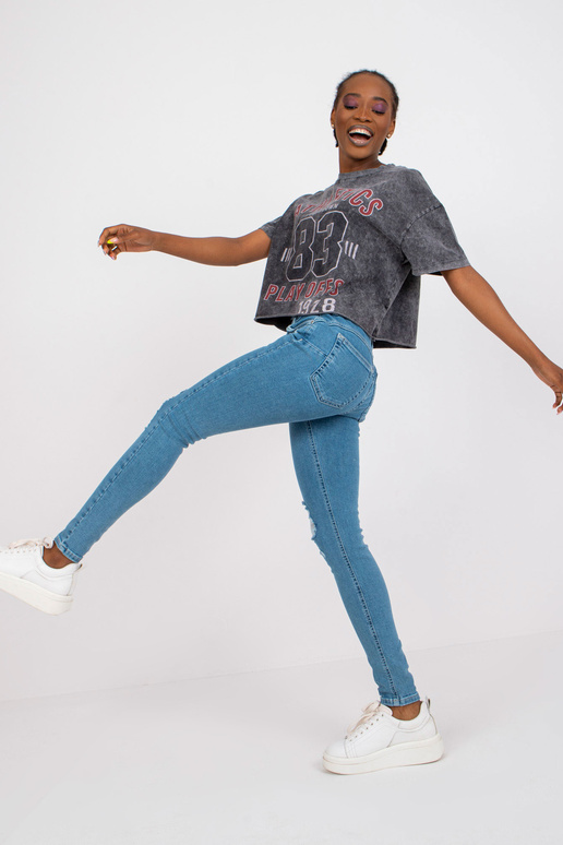 Modré dámské džínové kalhoty RUE PARIS