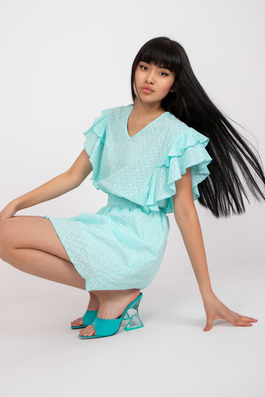 Mint ležérní mini šaty s volány na...